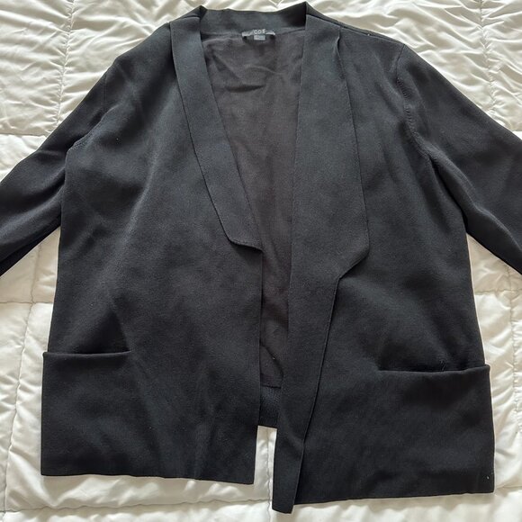 COS BLACK DRAPED OPEN FRONT JACKET SIZE L - Picture 2 of 7